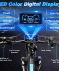 LED color digital display on Badass 9000W Dual Motor Electric Bike For Adults showing speed and control features.
