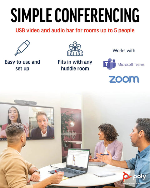 4K Video Conference System With Camera, Mic, And Speaker Bar For Small Rooms, Auto Framing And Presenter Tracking in use with Teams and Zoom.