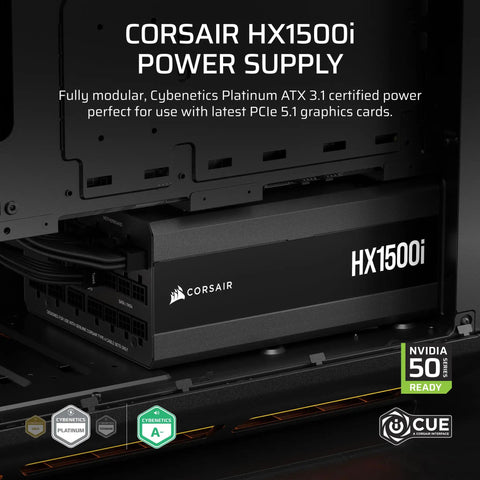 Beefy Fully Modular 1500W Power Supply With Ultra Quiet Operation, ATX 3.1 Certified, PCIe 5.1 Ready, installed in case
