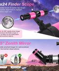 High Powered 80mm Refractor Telescope For Adults And Kids Portable 600mm Travel Scope with finder scope and zenith mirror.