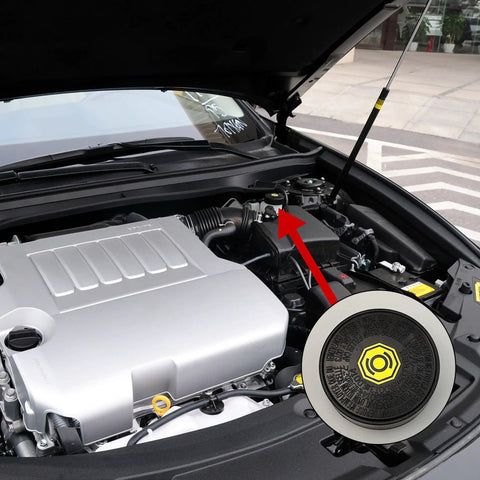 Toyota Brake Master Cylinder Fluid Reservoir Cap Fits Tacoma Tundra Camry Highlander Sequoia Celica and More, in car engine view