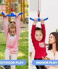 Children playing with the Twister Swing 360 Spin Handle For Kids Slackline Accessories And Swing Attachment Backyard Blue Hang Toy.