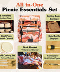 Picnic Backpack For Two With 14 Piece Insulated Cooler Set For Beach, Camping, And Parks including colorful backpack.