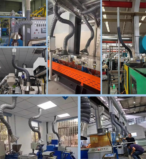 Adjustable Multi Position Exhaust Arm with Hood for Welding Fume Extraction and Dust Collection Flexible Smoke Extractor Pipe