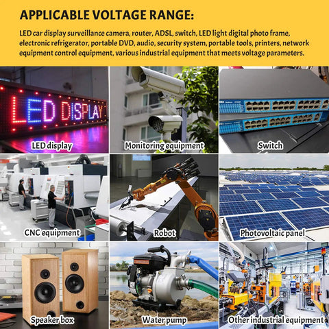 Image showing applications for Heavy Duty DC To DC Voltage Converter Regulator Step Down From 36V Or 48V To 12V At 20 Amps 240 Watts.