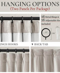 90 Inch Blackout Curtains For Living Room With Thermal Insulation And Noise Reduction Ivory Cream Set Of 2 Panels showing hanging options.