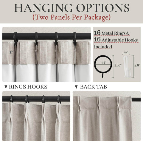 90 Inch Blackout Curtains For Living Room With Thermal Insulation And Noise Reduction Ivory Cream Set Of 2 Panels showing hanging options.
