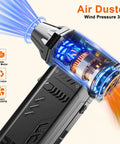 Electric Air Duster With Two Replaceable Batteries, showing high power blower and airflow, 3 gear adjustable, close-up view