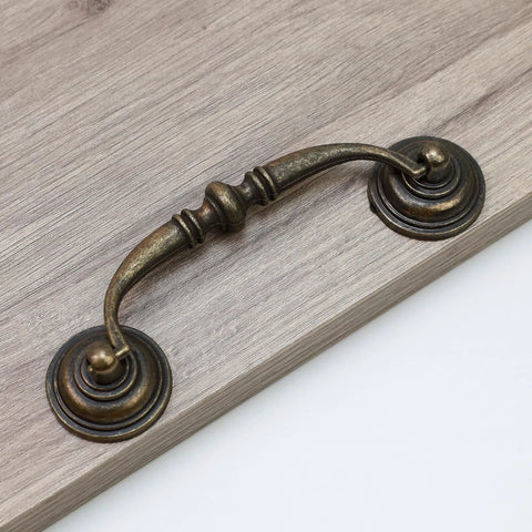 Antique Bronze Drop Swing Cabinet Pull on wood, part of 4 Pack 4.09 Inch Bail Drawer Handles Zinc Alloy Rustproof for Cabinets
