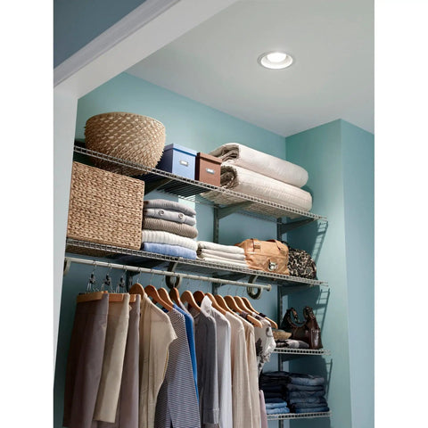 Closet with Recessed Light Ventilation Fan, white finish, fits 2x8 ceilings. Adjustable mounting brackets, 50 or 80 CFM, ultra quiet 0.3 to 2 sones.