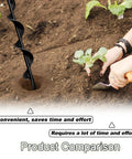 Heavy Duty Garden Auger Drill Bit No Fuss Planting Bulbs And Flowers 1.7 By 15 Inch shown digging soil next to hand planting