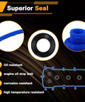 Valve Cover Gasket Set Compatible With Ford Edge Explorer F150 Mustang Transit 150 250 350 And Lincoln MKT MKX MKZ MKS Mobility MV1 2011 2020 Premium Direct Fit Gasket Kit For V6 Engines, showing parts and features like oil resistance and heat tolerance.