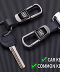 Leather Car Keychain Set For Audi A3 A4 A5 A6 A7 A8 Q3 Q4 Q5 Q6 Q7 Q8 R8 Leather Key Ring Lanyard With Zinc Alloy Hardware, slick black