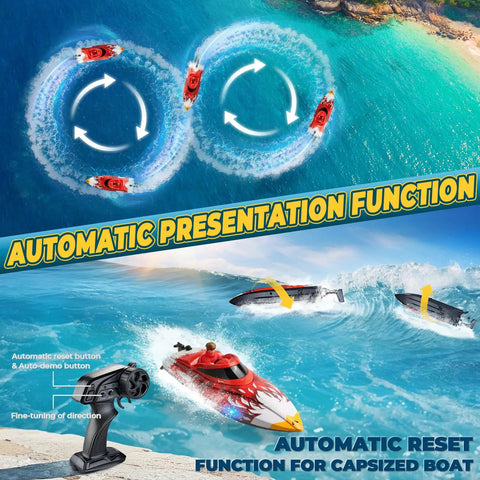 12-Inch Remote Control Boat For Kids And Adults, Beast Fast 25 KPH RC Speed Boat With automatic reset function demonstration