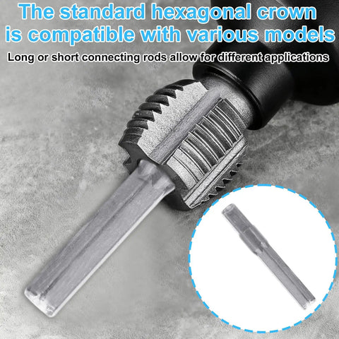 Close-up of a hexagonal crown threading tool, compatible with various models, for 2Pcs Dual Function Pipe Thread Cutting Tool Carbon Steel Threading Kit.