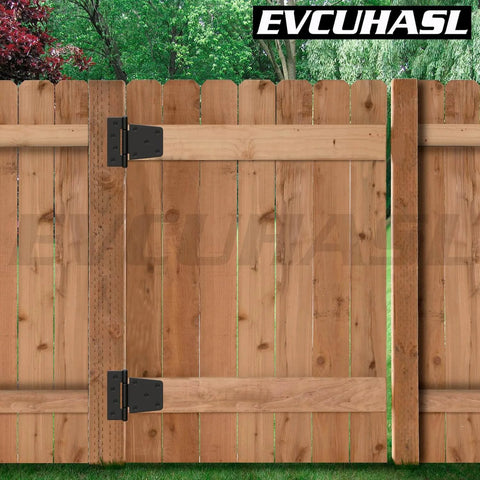 3.5 Inch Heavy Duty Gate Hinges Black Iron With Powder Coating Finish on wooden fence gate