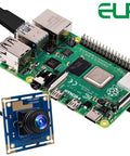 Rock Solid 1080P USB Security Camera Module With Wide Angle Lens And Killer Low Light Setup Smooth 30FPS High Speed PC Webcam connected to Raspberry Pi board.