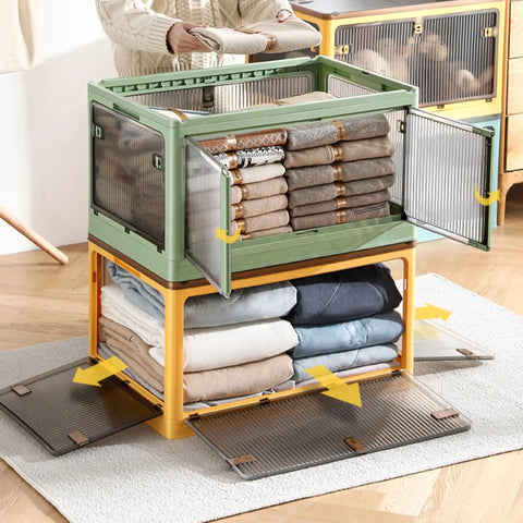 Massive Foldable Storage Bins With Secure Snap Lids Built From Heavy Duty Plastic Gliding On Silent Rolling Wheels And Comfy Handle Grips A Game Changer For Clearing Out Cluttered Garages Bathrooms And Pantries