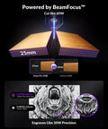 BeamFocus technology demonstrating Vision Pro Laser Cutter And Engraver With Air Assist HD Camera Auto Lifting And Full Enclosure Delivers 60W Like Cutting Power with wood and engraving precision.