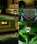 Solar Pathway Lights 6 Pack Outdoor Waterproof Garden Lighting Stainless Steel Walkway Lamps Cold White 15 Lumen LEDs