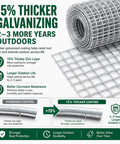 Heavy Duty Galvanized Hardware Cloth Wire Mesh Roll 1/4 Inch By 36 Inches Wide 100 Feet Long 23 Gauge Zinc Coated features thicker galvanizing.