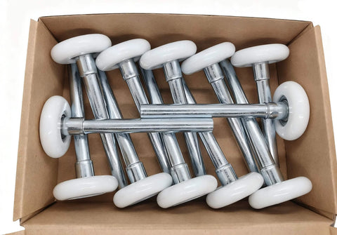 12 Pack 1.8 Inch Nylon White Garage Door Rollers With 4.7 Inch Stem Quiet Smooth Replacement Wheels in Box
