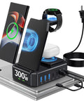 Beast 10 In 1 Wireless Charging Station With 7 USB C Ports, 65W Fast Charging Stand, 300W Total Power, charging phone, watch, earbuds.