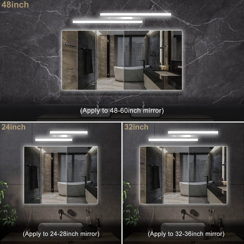 Slick 24 Inch LED Vanity Light for Bathroom 6000K Daylight Dimmable 36W above mirrors of different sizes