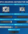 Heavy Duty 14 Piece Bearing Puller Set With 5 Ton Capacity Includes 2 Inch And 3 Inch Bearing Separator Jaws 6 Inch Yoke components