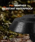 Close-up of Infrared Patio Tabletop Heater With Tip Over Protection IP44 Waterproof 1500W Outdoor Heater in rain.