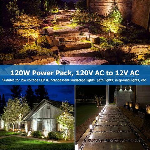 120W Low Voltage Landscape Transformer With Timer And Photocell Sensor for outdoor landscape lighting on pathways and gardens
