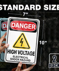 Heavy Duty High Voltage Danger Sign 7X10 Reflective Aluminum Plate 2 Pack Rust Resistant Electrical Warning Labels
