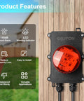 Sump Pump Alarm With Tethered Float Switch 105 To 110 dB Loud Alarm And Flashing LED Indicator mounted on fence