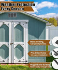 12 Inch Heavy Duty Decorative Hinges for Garage Doors and Barn Gates Matte Black Powder Coated Strap Hinge Set on shed doors