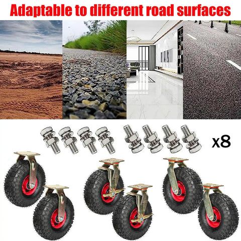 Rock Solid Heavy Duty Swivel Casters Rated 900 Lbs 6 Mm Steel Rubber Body Dual Ball Bearings on various surfaces with hardware.