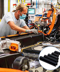 Mechanic using SAE Roll Pin Assortment Set, 248 Piece Set with various sizes, in auto repair shop. Inset shows close-up of pins.