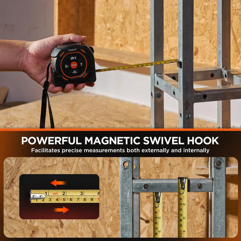 2 In 1 Laser Distance Meter And 16 Foot Auto Lock Digital Tape Measure For Quick One Handed Measurements A Real Workhorse For Wide Area Scans And Tight Corners 197 Ft Laser Range And 16 Ft Auto Locking Tape For Builders And DIYers, measuring metal frame
