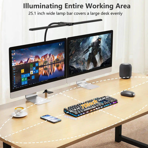 Double Head LED Desk Lamp For Home Office And Studio, Ultra Wide 25.1 Inch Light Bar, 1200LM Super Bright Workbench Lighting