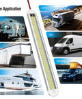 Bright 12V LED Interior Light Bar Kit With 120 LEDs Delivers 1500 Lumens 8W DC 12V On Off Switch Ideal For Enclosed Cargo Trailers Cars RVs Vans Trucks Campers Boats Caravans Motorhomes 8 Pack, illustrating wide application in RVs, vans, trailers, boats, and more.
