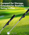 Retractable Click Stick Golf Swing Trainer with Grip Feedback for Tempo Rhythm and Swing Speed Right Handed Training Aid shown.