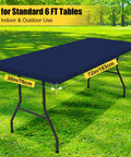 Waterproof Elastic Fitted Tablecloth With Elastic Edge For 6 Foot Tables 30x72 Inches Navy on outdoor table