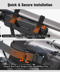 Installation steps for Water Resistant Top Tube Bike Bag For Phone And Cards Grab And Go Compact Frame Pouch