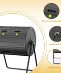 Dual Chamber Compost Bin Tumbler For Outdoors 37.5 Gallon All Season Garden Kitchen Yard System With Easy Turn Door