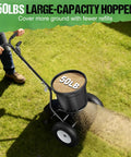 50Lb Capacity Walk Behind Fertilizer Spreader For Lawn Care With Hopper Screen And Rain Cover All Season Ready For Yard Work