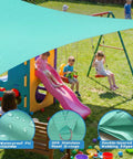Custom Size Triangle Shade Sail 14' X 18' X 22.8' 220 GSM Heavy Duty Sun Shade With PU Coating Waterproof over playground