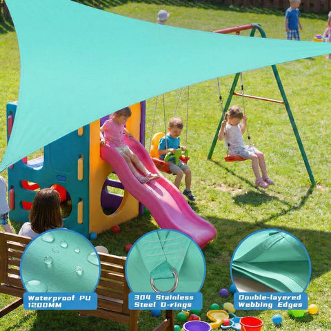 Custom Size Triangle Shade Sail 14' X 18' X 22.8' 220 GSM Heavy Duty Sun Shade With PU Coating Waterproof over playground