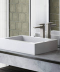 Plaisir Ceramic Rectangular Vessel Sink For Bathroom Vanity In Glossy White Slick Above Counter Install, Scratch Resistant Porcelain