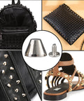 Badass Barrel Spikes And Screw Back Studs 30 Sets Silver Zinc Alloy Hardware Kit for leather crafts featuring spiked accessories.