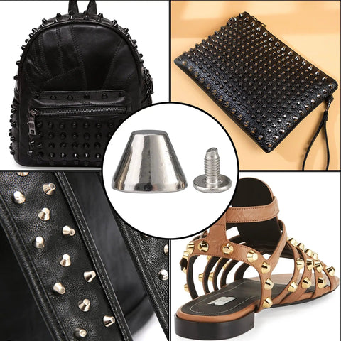 Badass Barrel Spikes And Screw Back Studs 30 Sets Silver Zinc Alloy Hardware Kit for leather crafts featuring spiked accessories.