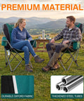Two Pack Oversized Camping Chair Set With 3 Level Adjustable Back Ergonomic Lounge Comfort Cup Holders And Cooler Bag in outdoor setting